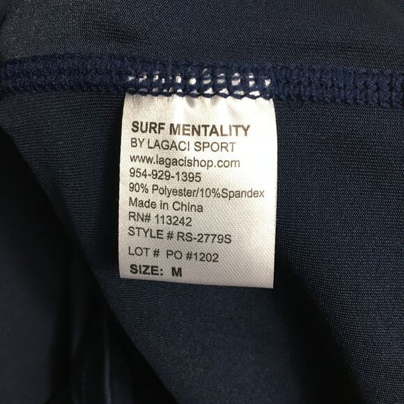 Surf Mentality Medium Men's Top UPF 50+ Navy Blue - Picture 5 of 6